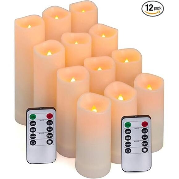 12pcs Flameless LED Candles Battery Operated with 10-Key Remote Timer, Outdoor - Picture 7 of 7